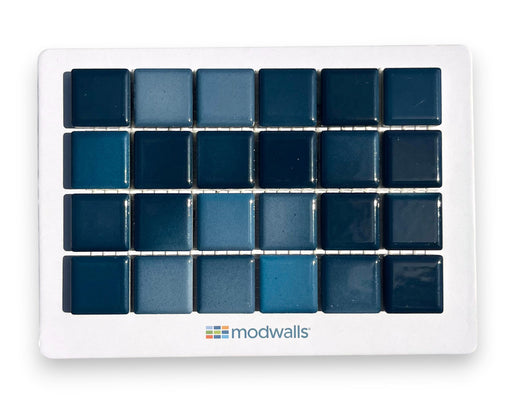 Modwalls Mediterranean Mosaic Porcelain Tile Sample | Corfu Blend Gloss | Blue |  Colorful Modern & Midcentury tile for bathrooms, kitchens, backsplashes, showers, floors, pools & outdoors.