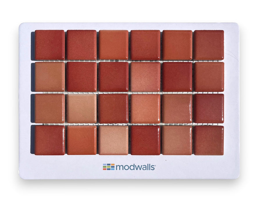 Modwalls Mediterranean Mosaic Porcelain Tile Sample | Genoa Blend Gloss | Reds and oranges |  Colorful Modern & Midcentury tile for bathrooms, kitchens, backsplashes, showers, floors, pools & outdoors.