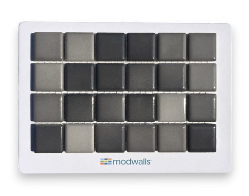 Modwalls Mediterranean Mosaic Porcelain Tile Sample | Milano Blend Gloss | Gray  |  Colorful Modern & Midcentury tile for bathrooms, kitchens, backsplashes, showers, floors, pools & outdoors.