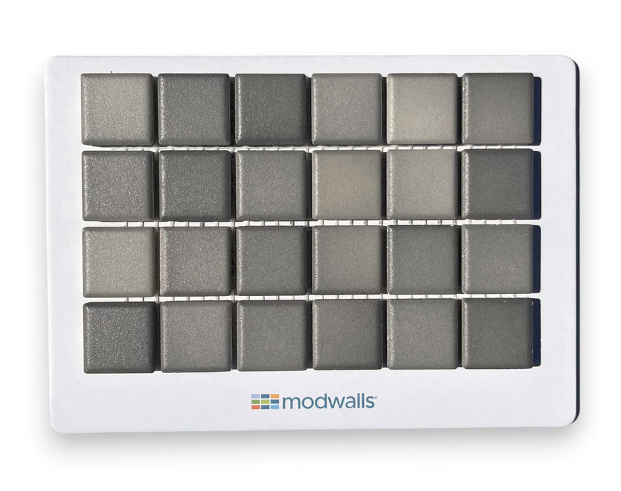 Modwalls Mediterranean Mosaic Porcelain Tile Sample | Milano Matte Blend | Gray |  Colorful Modern & Midcentury tile for bathrooms, kitchens, backsplashes, showers, floors, pools & outdoors.