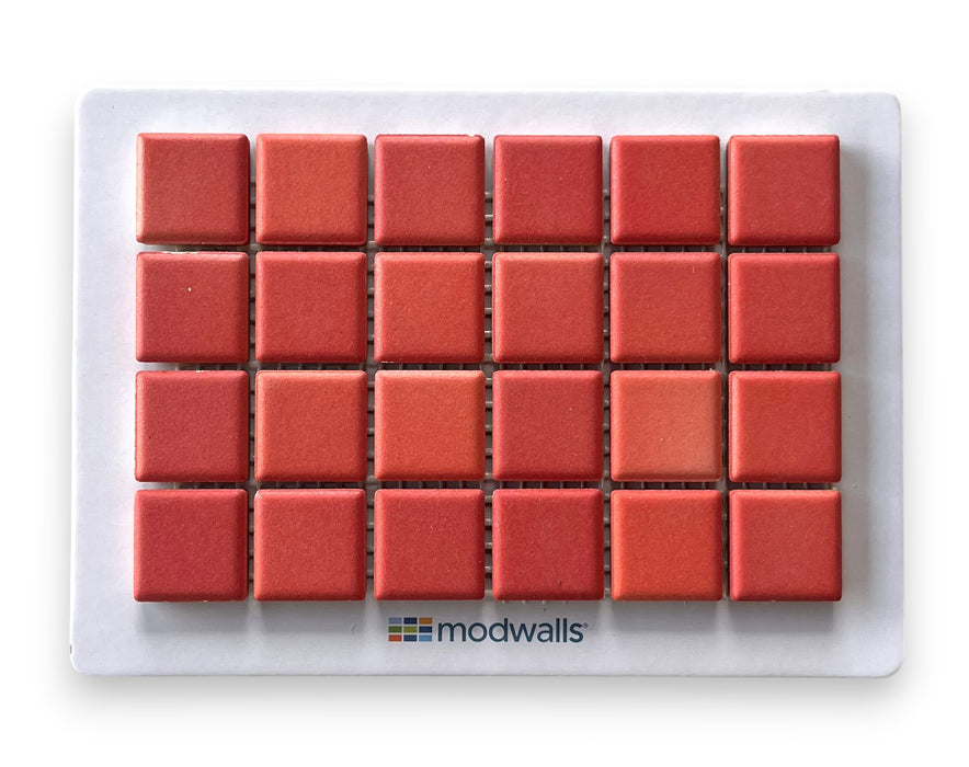 Modwalls Mediterranean Mosaic Porcelain Tile Sample | Matte Morocco Blend | Orange and red | Colorful Modern & Midcentury tile for bathrooms, kitchens, backsplashes, showers, floors, pools & outdoors.