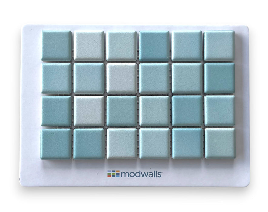 Modwalls Mediterranean Mosaic Porcelain Tile Sample | Palmero Matte Blend | Light Blue |  Colorful Modern & Midcentury tile for bathrooms, kitchens, backsplashes, showers, floors, pools & outdoors.