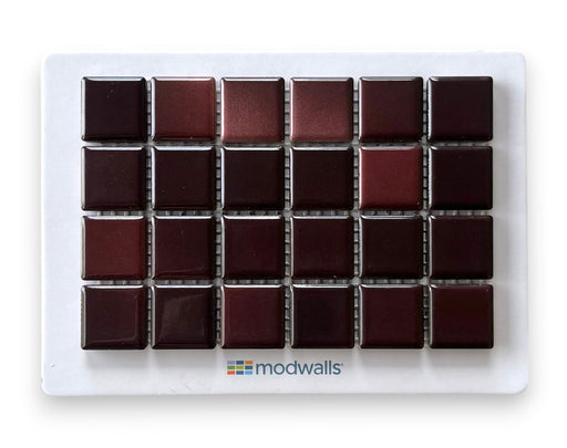 Modwalls Mediterranean Mosaic Porcelain Tile Sample | Porto Blend Gloss | Deep Red | Colorful Modern & Midcentury tile for bathrooms, kitchens, backsplashes, showers, floors, pools & outdoors.