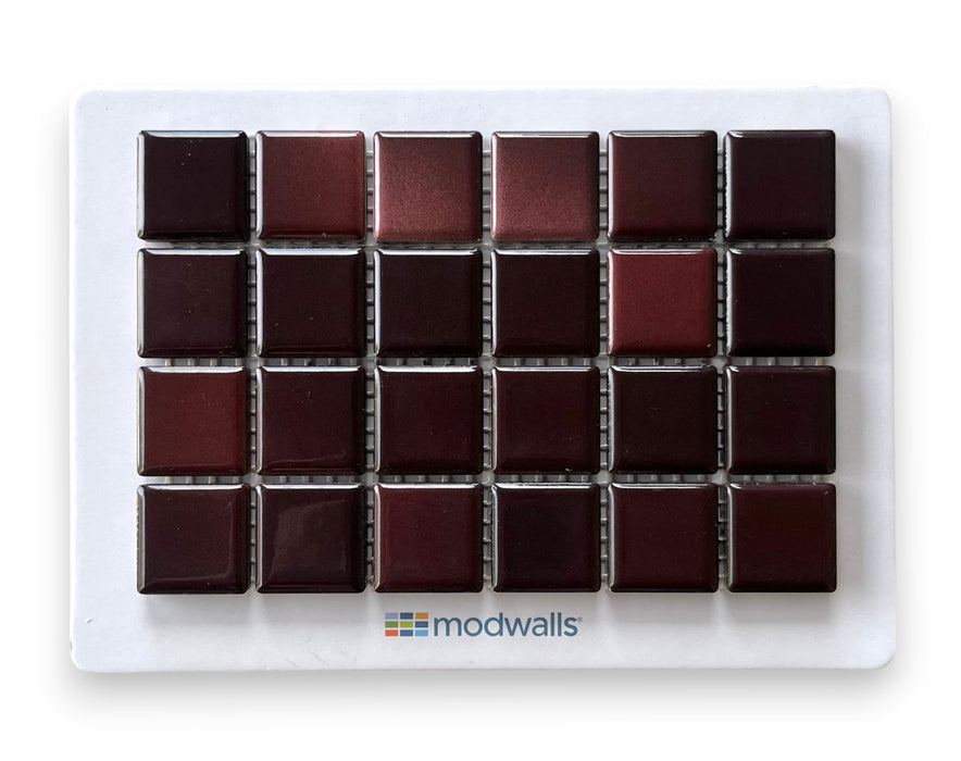 Modwalls Mediterranean Mosaic Porcelain Tile Sample | Porto Blend Gloss | Deep Red | Colorful Modern & Midcentury tile for bathrooms, kitchens, backsplashes, showers, floors, pools & outdoors.