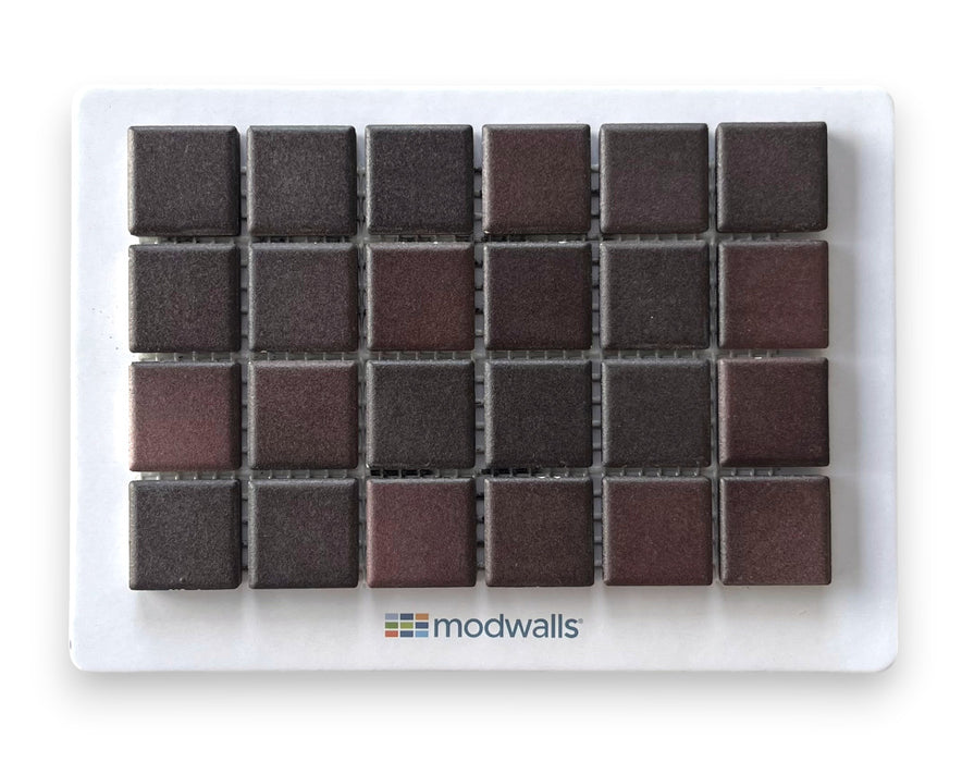 Modwalls Mediterranean Mosaic Porcelain Tile Sample | Porto Matte Blend | Deep Red |  Colorful Modern & Midcentury tile for bathrooms, kitchens, backsplashes, showers, floors, pools & outdoors.