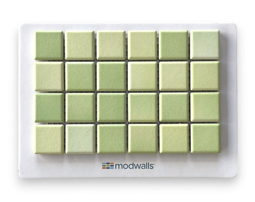 Modwalls Mediterranean Mosaic Porcelain Tile Sample | Provence Matte Blend | Green | Colorful Modern & Midcentury tile for bathrooms, kitchens, backsplashes, showers, floors, pools & outdoors.