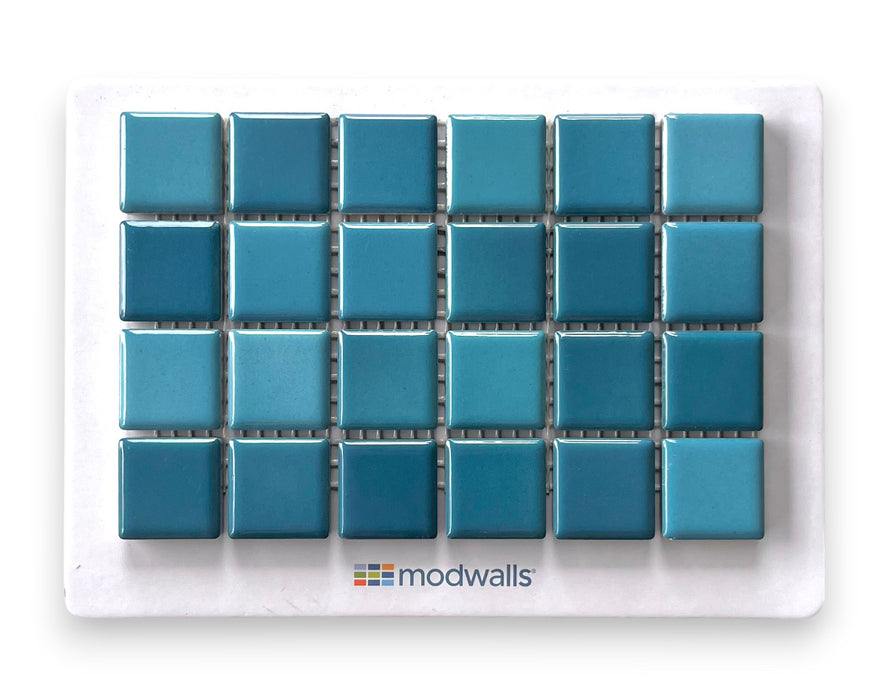 Modwalls Mediterranean Mosaic Porcelain Tile Sample | San Tropez | Teal |  Colorful Modern & Midcentury tile for bathrooms, kitchens, backsplashes, showers, floors, pools & outdoors.