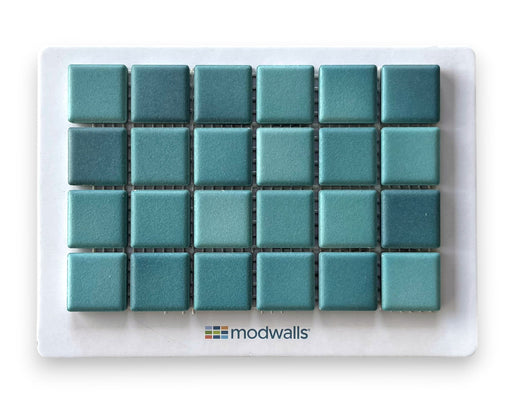 Modwalls Mediterranean Mosaic Porcelain Tile Sample | San Tropez Matte Blend | Teal | Colorful Modern & Midcentury tile for bathrooms, kitchens, backsplashes, showers, floors, pools & outdoors.