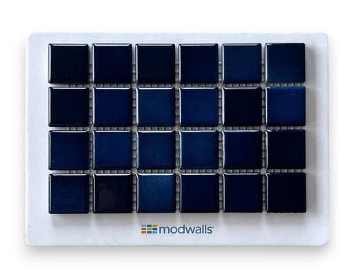 Modwalls Mediterranean Mosaic Porcelain Tile Sample | Santorini Blend Gloss | Blue |  Colorful Modern & Midcentury tile for bathrooms, kitchens, backsplashes, showers, floors, pools & outdoors.