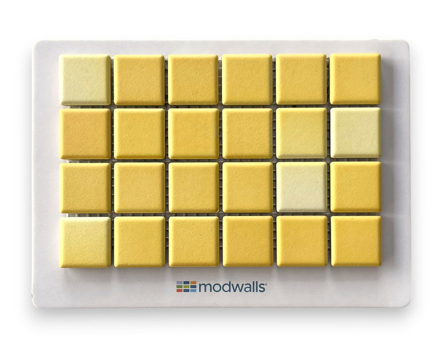 Modwalls Mediterranean Mosaic Porcelain Tile Sample | Tangier Matte Blend | Yellow | Colorful Modern & Midcentury tile for bathrooms, kitchens, backsplashes, showers, floors, pools & outdoors.