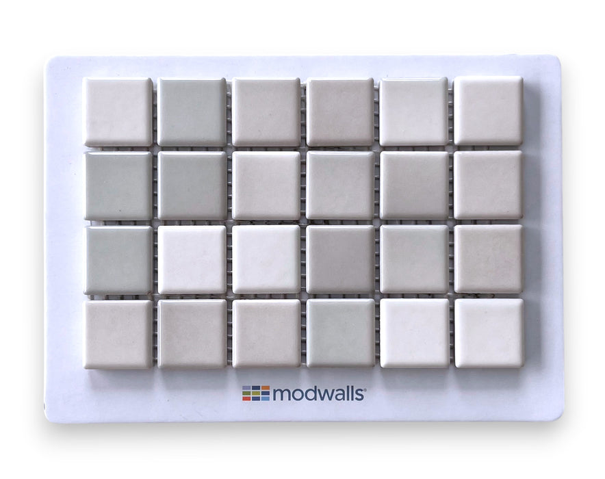 Modwalls Mediterranean Mosaic Porcelain Tile Sample | Trieste Blend Gloss | Off-white |  Colorful Modern & Midcentury tile for bathrooms, kitchens, backsplashes, showers, floors, pools & outdoors.