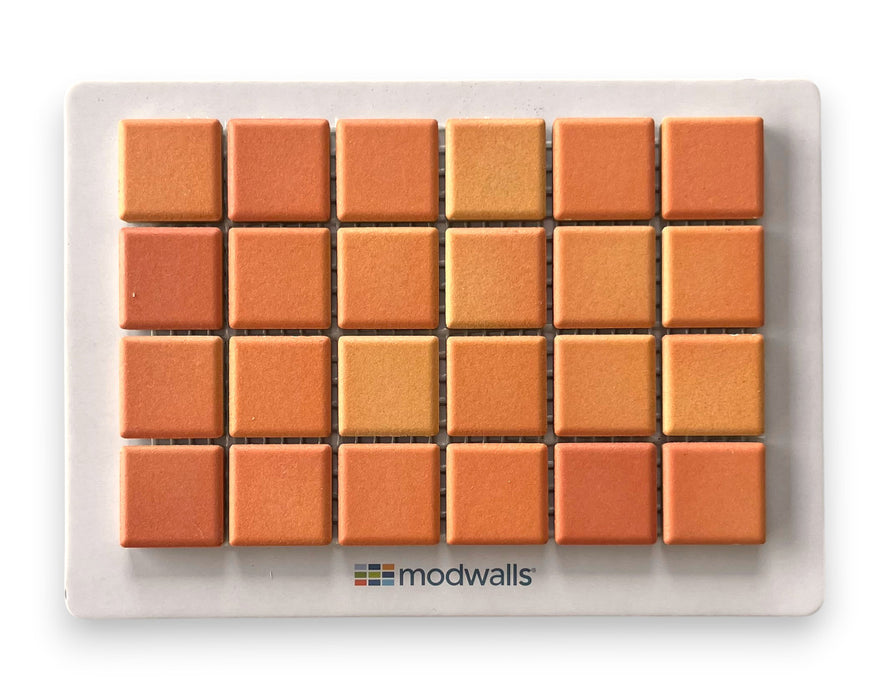 Modwalls Mediterranean Mosaic Porcelain Tile Sample | Valencia Matte Blend | Oranges | Colorful Modern & Midcentury tile for bathrooms, kitchens, backsplashes, showers, floors, pools & outdoors.