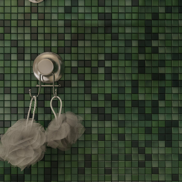 Modwalls Mediterranean Porcelain Mosaic Tile | Montenegro Green | Colorful Modern & Midcentury tile for bathrooms, kitchens, backsplashes, showers, floors, pools & outdoors. 