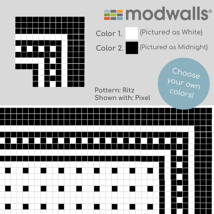 Vita Porcelain Mosaic Tile | Custom Pattern Border Ritz Corner