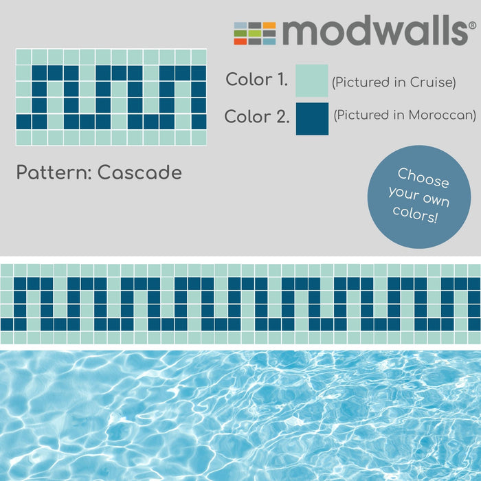 Vita Porcelain Mosaic Tile | Custom Pool Waterline Pattern Cascade