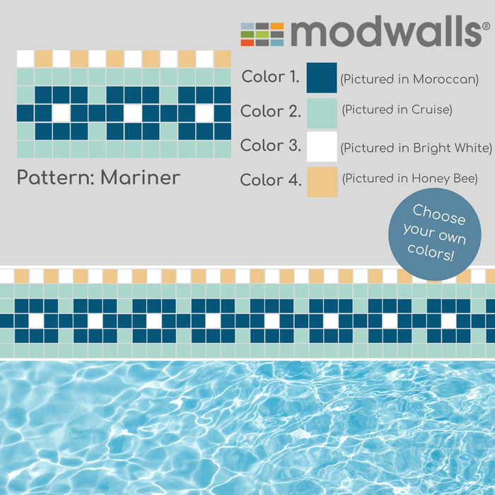 Vita Porcelain Mosaic Tile | Custom Pool Waterline Pattern Mariner