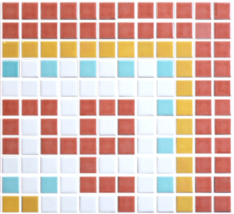 Sample of Vita Porcelain Mosaic Tile | Custom Pattern Border Curio Corner