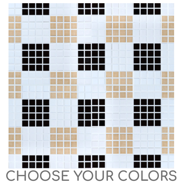 Sample of Vita Porcelain Mosaic Tile | Custom Pattern Plaid