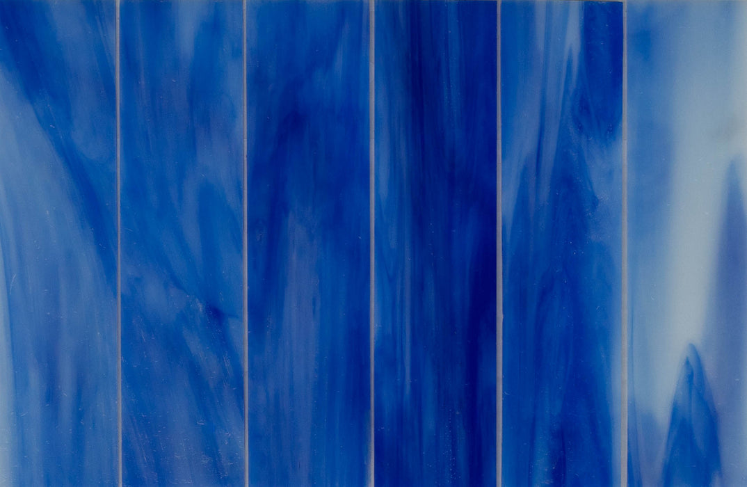 Modwalls Panorama Art Glass Subway Tile | Lobos | Blue 2x8 | Colorful modern tile for backsplashes, kitchens, bathrooms, showers & feature areas.