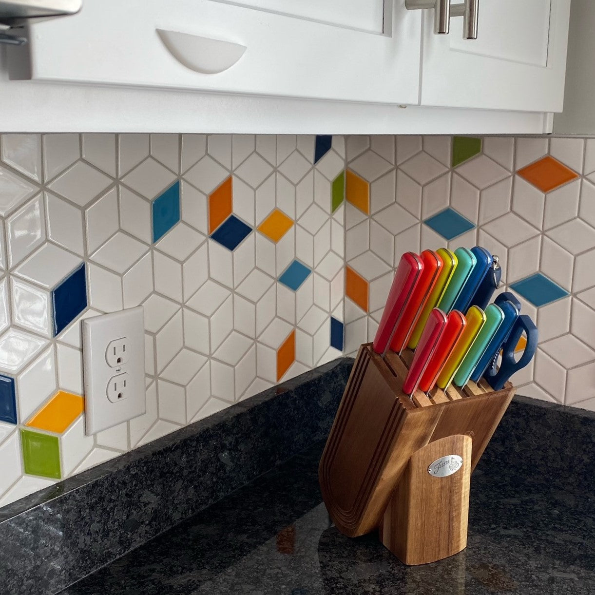 Modwalls Clayhaus Handmade Ceramic Mosaic Tile | DIamond in Multicolor | Colorful Modern tile for backsplashes, kitchens, bathrooms, showers & feature areas. 