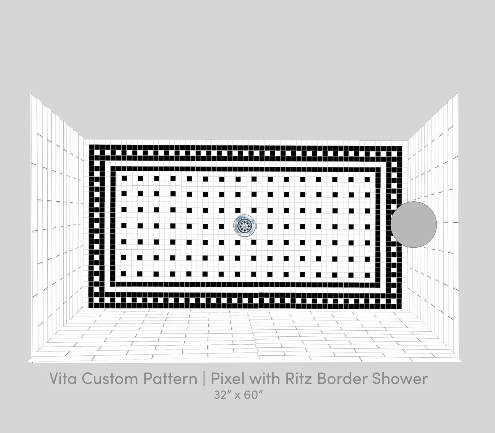 Vita Porcelain Mosaic Tile | Custom Pattern Border Ritz Corner — Modwalls