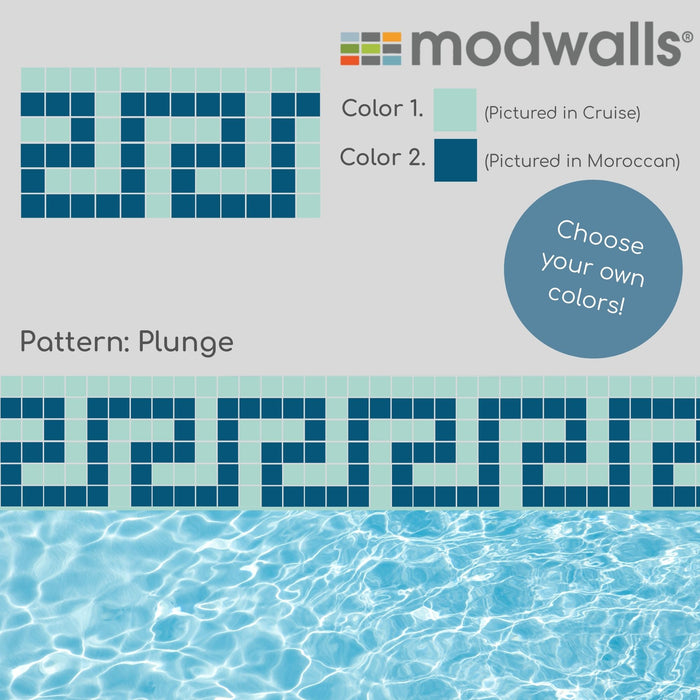 Vita Porcelain Mosaic Tile | Custom Pool Waterline Pattern Plunge