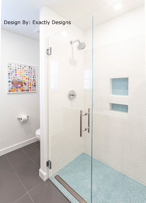 Modwalls PopDotz Porcelain Penny Round Tile | Cotton Candy Blue | Colorful Modern & Midcentury tile for bathrooms, kitchens, backsplashes, showers, floors, pools & outdoors. 