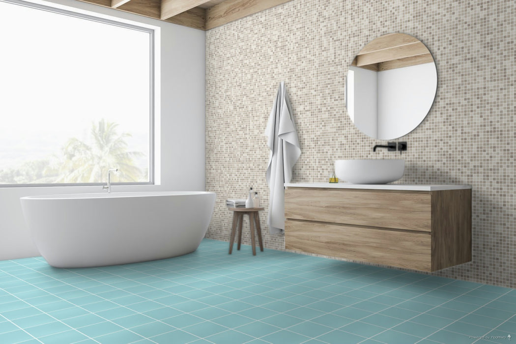 Modwalls ColorBlock Porcelain Tile | Raindrop | Colorful Modern & Midcentury tile for bathrooms, kitchens, backsplashes, showers, floors, pools & outdoors. 