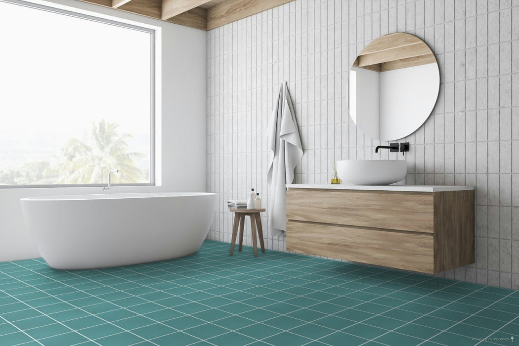 Modwalls ColorBlock Porcelain Tile | Aruba | Colorful Modern & Midcentury tile for bathrooms, kitchens, backsplashes, showers, floors, pools & outdoors. 