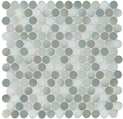 Modwalls PopDotz Porcelain Penny Round Tile | Truffle matte | Colorful Modern & Midcentury tile for bathrooms, kitchens, backsplashes, showers, floors, pools & outdoors. 