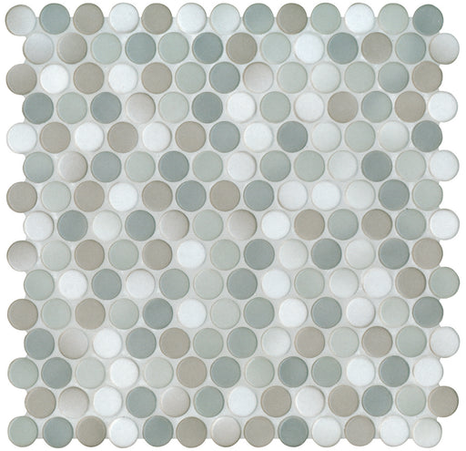 Modwalls PopDotz Porcelain Penny Round Tile | Truffle gloss | Colorful Modern & Midcentury tile for bathrooms, kitchens, backsplashes, showers, floors, pools & outdoors. 