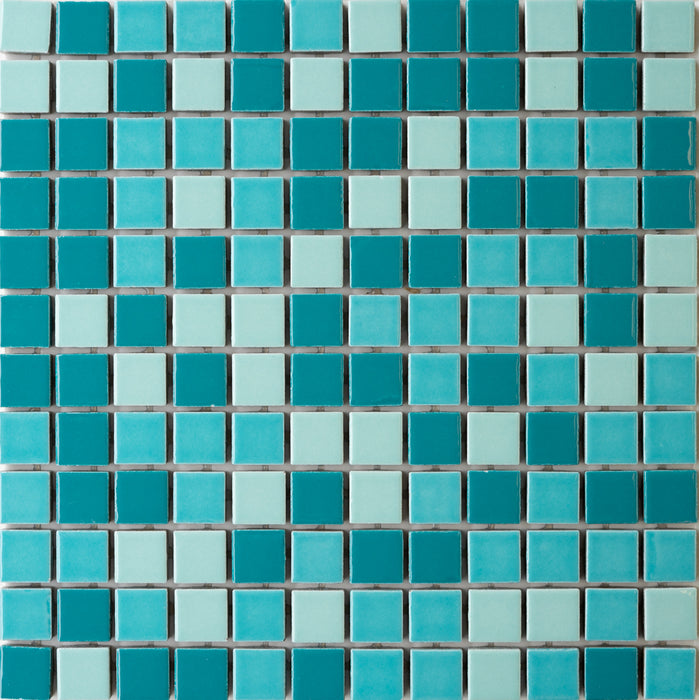 Sample of Vita Mosaic Tile | Teal Tone Blend | Gloss