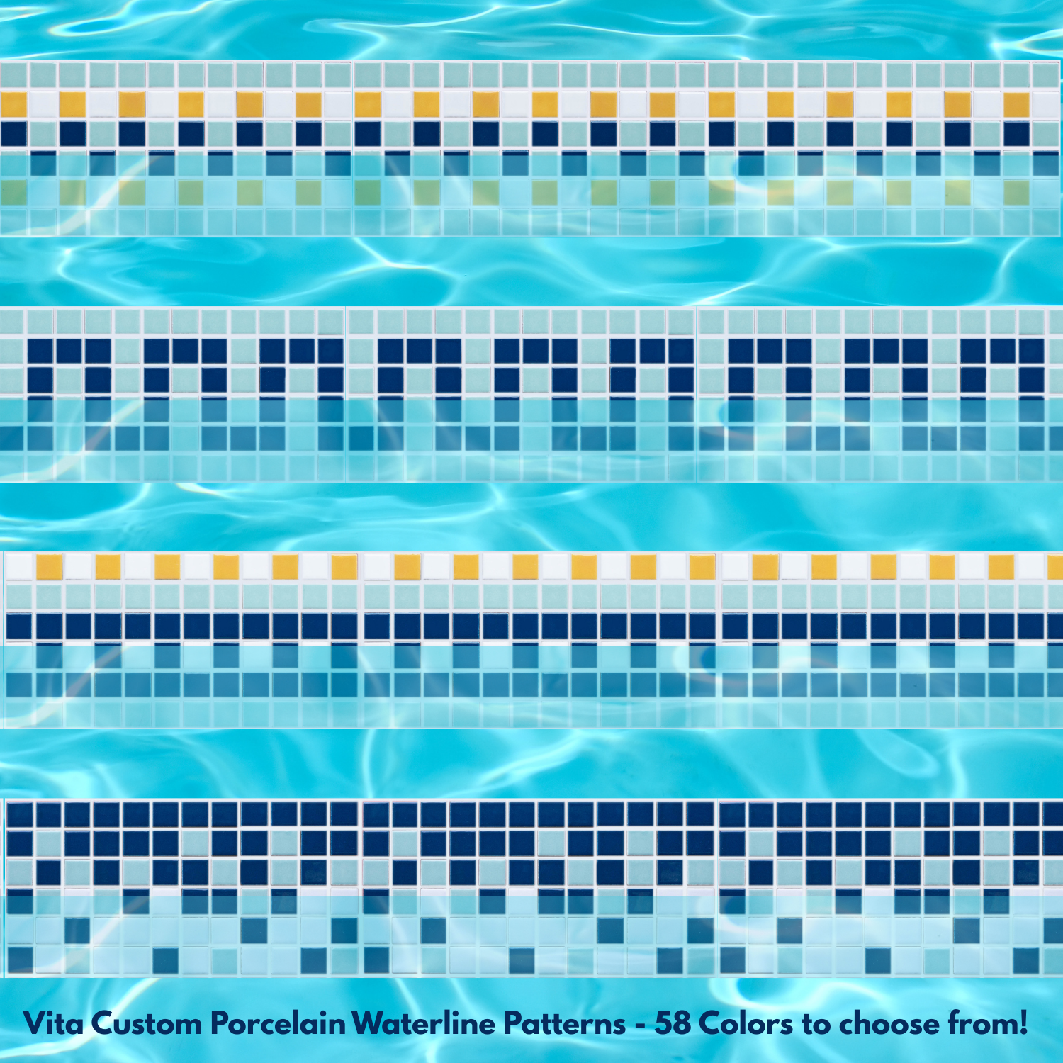 Vita Porcelain Custom Pool Waterline Patterns