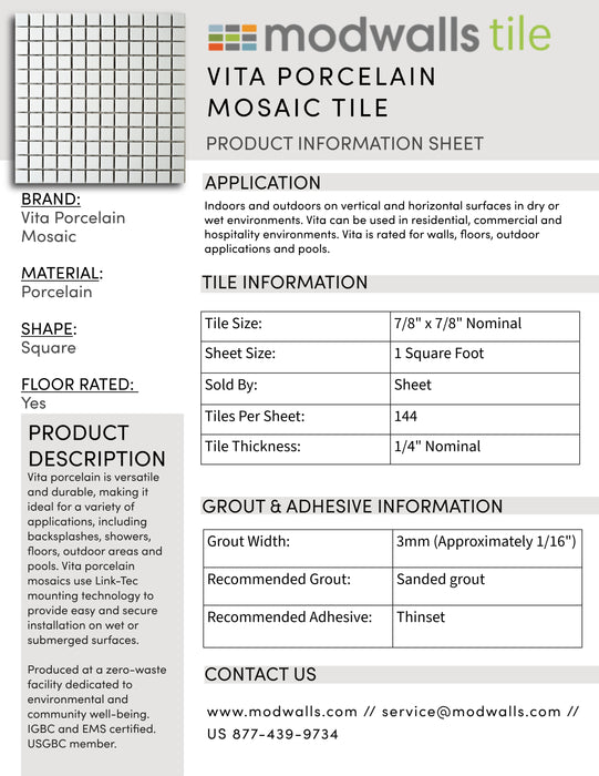 Vita Mosaic Porcelain Tile | Blue Dream Blend | Gloss