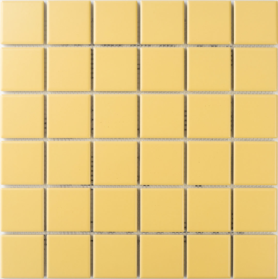 Sample of ColorBlock 2 Porcelain Tile | Warm Sand | Yellow Tile — Modwalls