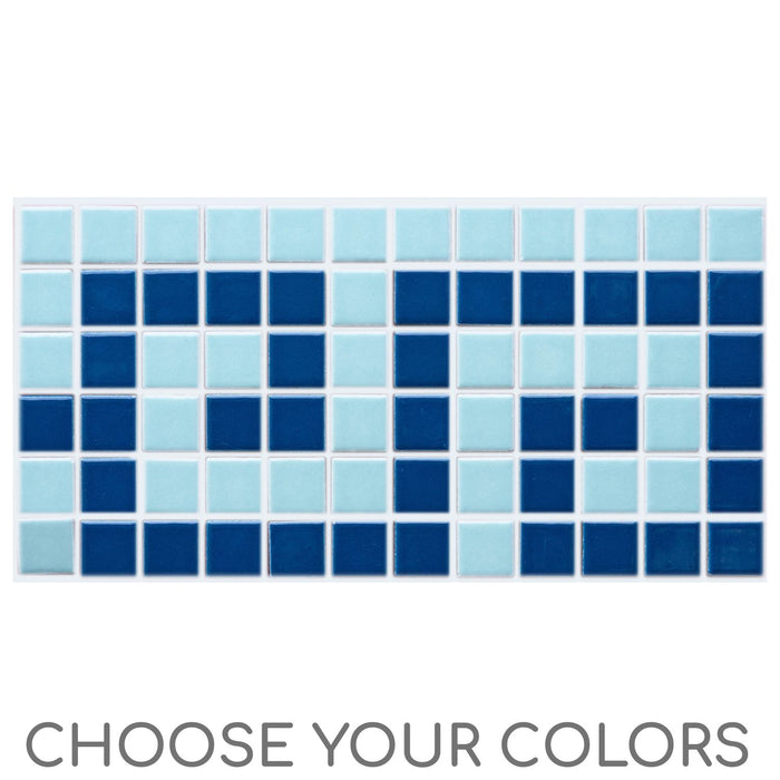 Sample of Vita Porcelain Mosaic Tile | Custom Pool Waterline Pattern Crest