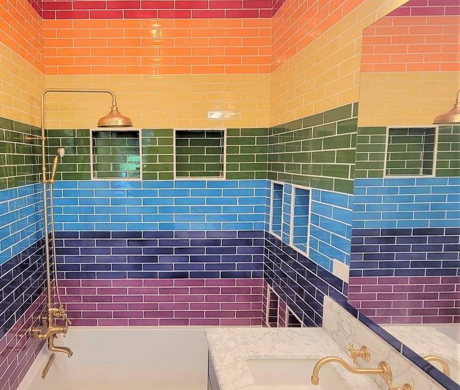 basis 2x8 Handmade Ceramic Tile | Midcentury and modern tile for kitchens, backsplashes, showers and bathrooms. Available in blue, green, yellow, red, orange, pink, purple, white, gray and black.