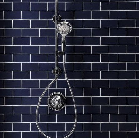 Modwalls Lush Glass Subway Tile | 3x6 tile in Midnight Blue | Colorful modern glass tile for bathrooms, showers, kitchen, backsplashes, pools & outdoors. 