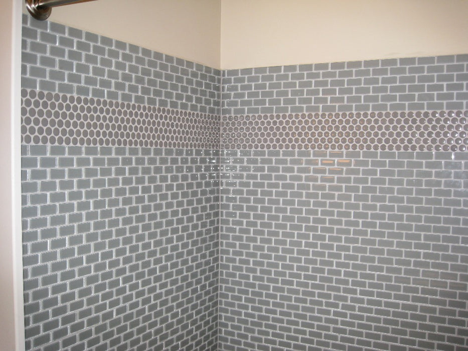 Modwalls ModDotz Porcelain Penny Round Tile | Warm Gray | Modern tile for backsplashes, kitchens, bathrooms, showers, pools, outdoor and floors