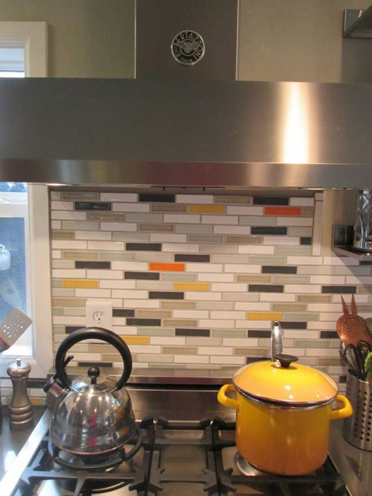 Modwalls Clayhaus Handmade Ceramic Mosaic Tile | 1x6 offset | Colorful Modern tile for backsplashes, kitchens, bathrooms, showers & feature areas. 