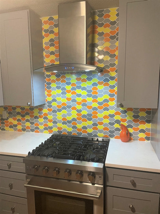 Modwalls Clayhaus Handmade Ceramic Mosaic Tile | Flow Mosaic| Colorful Modern tile for backsplashes, kitchens, bathrooms, showers & feature areas. 