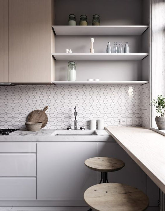 Modwalls Clayhaus Ceramic Mosaic Diamond Tile | 103 Colors | Modern tile for backsplashes, kitchens, bathrooms and showers