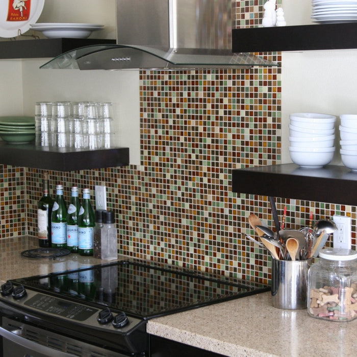 Modwalls Brio Glass Mosaic Tile | Custom Blend | Colorful Modern & Midcentury glass tile for kitchens, bathrooms, backsplashes, showers, floors, pools & outdoors. 