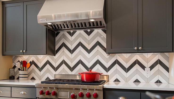 Modwalls Kiln Handmade Ceramic Tile | Chevron| Colorful Modern tile for backsplashes, kitchens, bathrooms, showers & feature areas. 