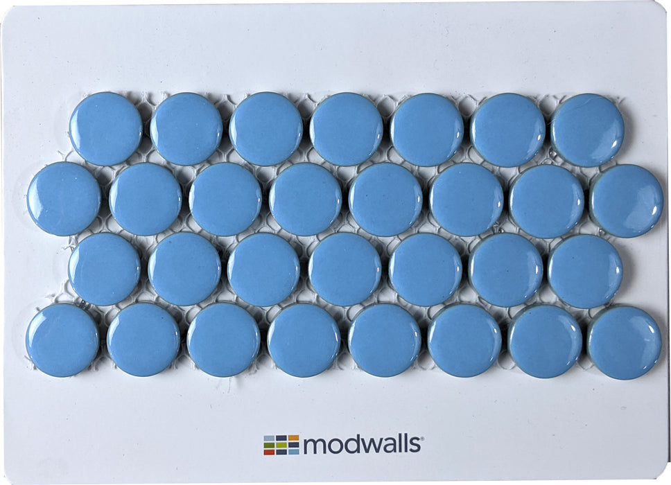Sample of ModDotz Porcelain Penny Round Tile | Retro Blue