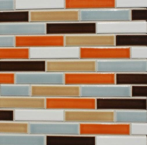 Modwalls Sample Clayhaus Ceramic Mosaic Offset 1x4 Tile 