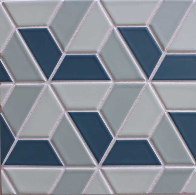 Modwalls Clayhaus Ceramic Mosaic Half Hex Pattern B Tile | 103 Colors | Modern tile for backsplashes, kitchens, bathrooms and showers